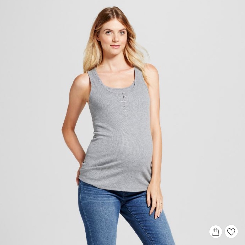 Built-in nursing functionality gray rib basic top - Picture 2 of 7